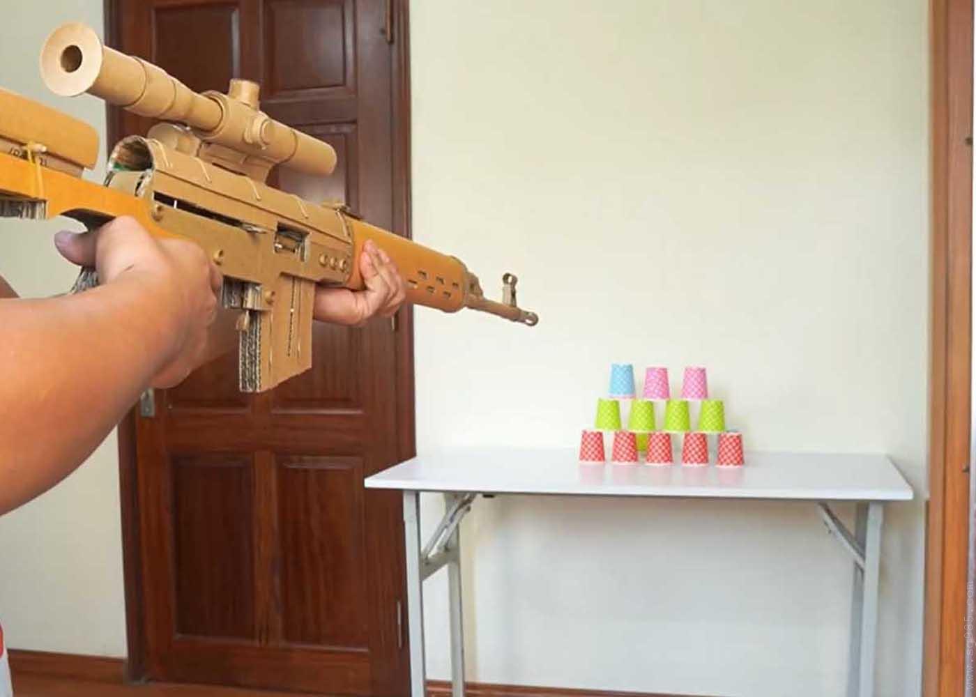 纸板手工枪/纸板枪设计图/纸板手枪图纸/纸用纸板制作一把狙击玩具步枪型号wg949+制作图纸下载