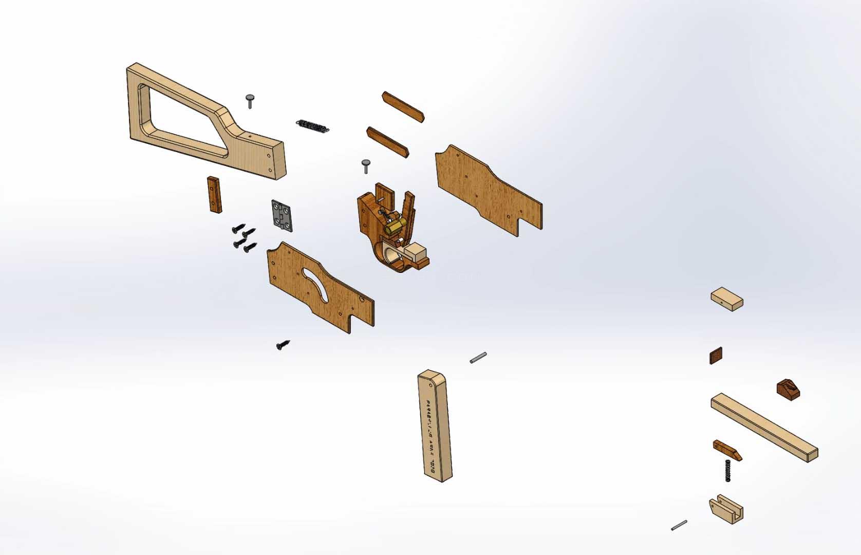 木头皮筋枪/连发橡皮筋枪制作教程WGOG1012用木板制作一把可连发的橡皮筋玩具枪+结构图纸