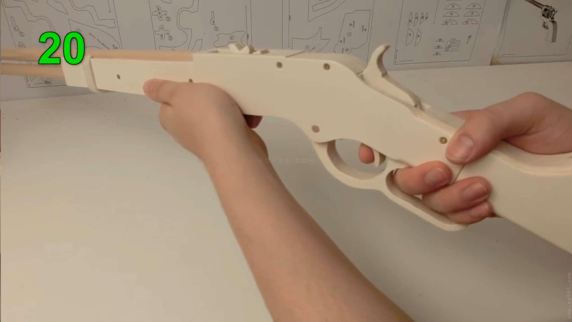 手指橡皮筋枪/怎么做皮筋木棍枪WGOG1008用木板制作一把可连发的橡皮筋玩具枪+图纸下载