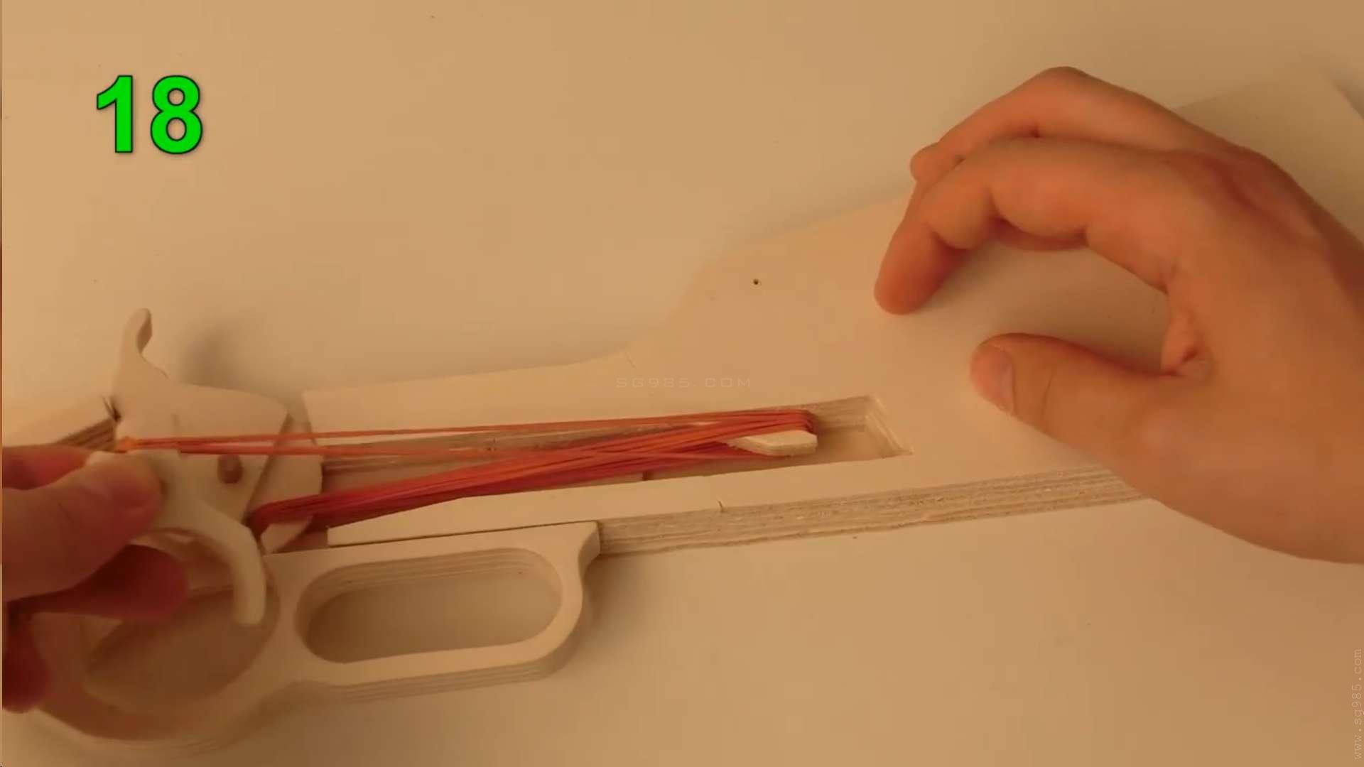 手指橡皮筋枪/怎么做皮筋木棍枪WGOG1008用木板制作一把可连发的橡皮筋玩具枪+图纸下载