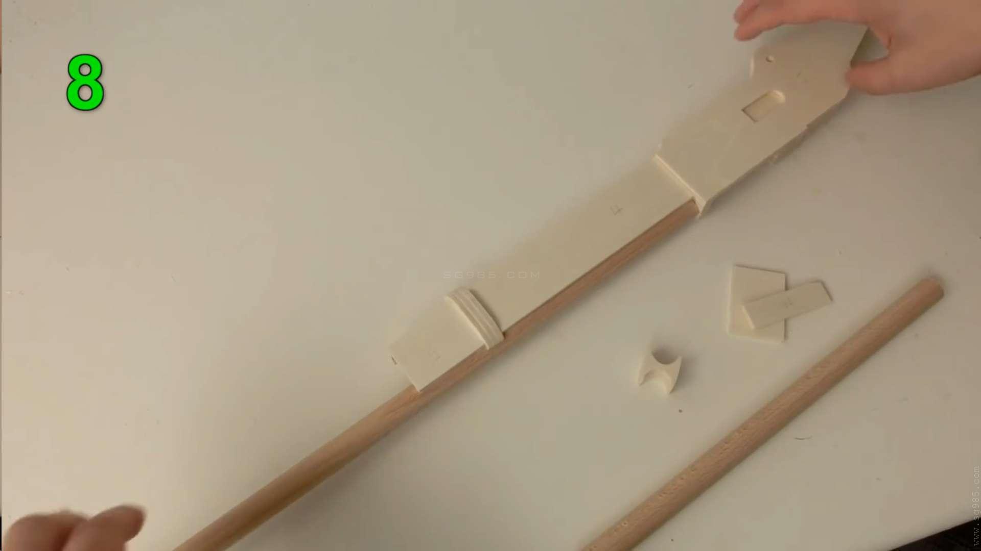 手指橡皮筋枪/怎么做皮筋木棍枪WGOG1008用木板制作一把可连发的橡皮筋玩具枪+图纸下载