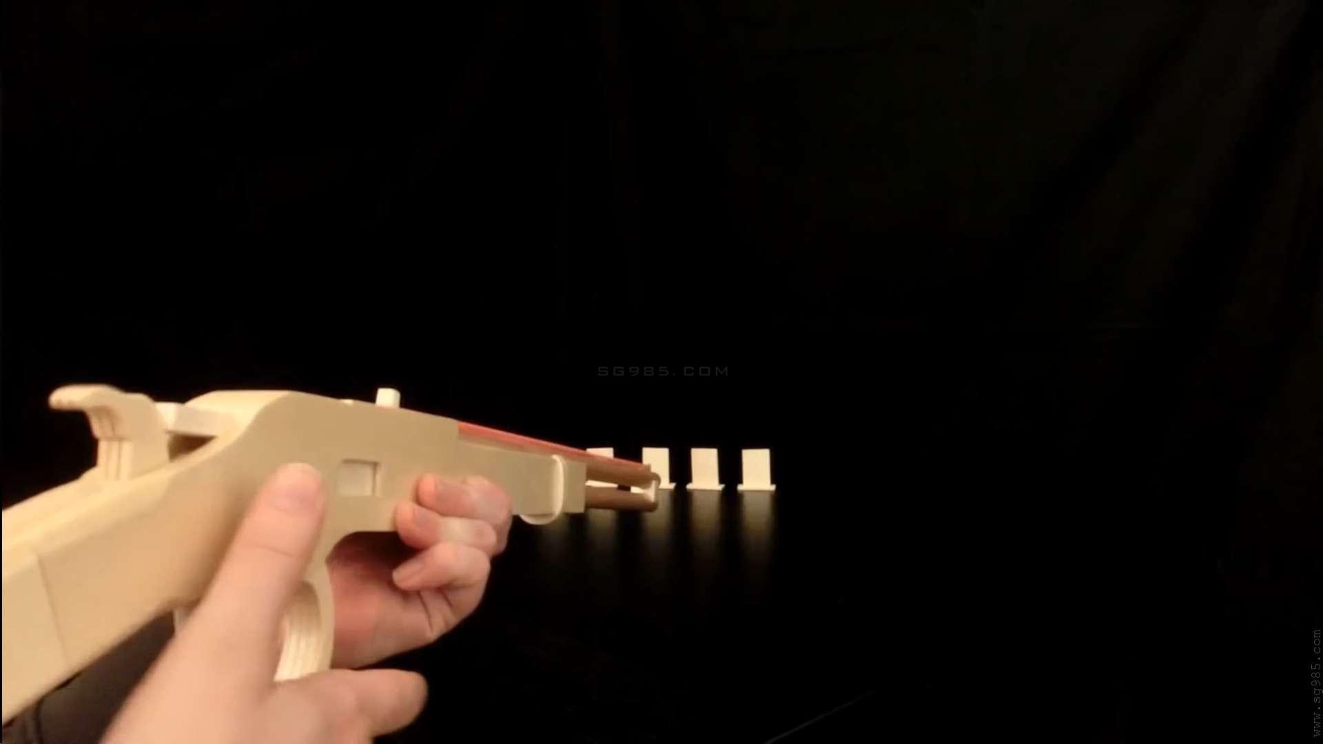 手指橡皮筋枪/怎么做皮筋木棍枪WGOG1008用木板制作一把可连发的橡皮筋玩具枪+图纸下载
