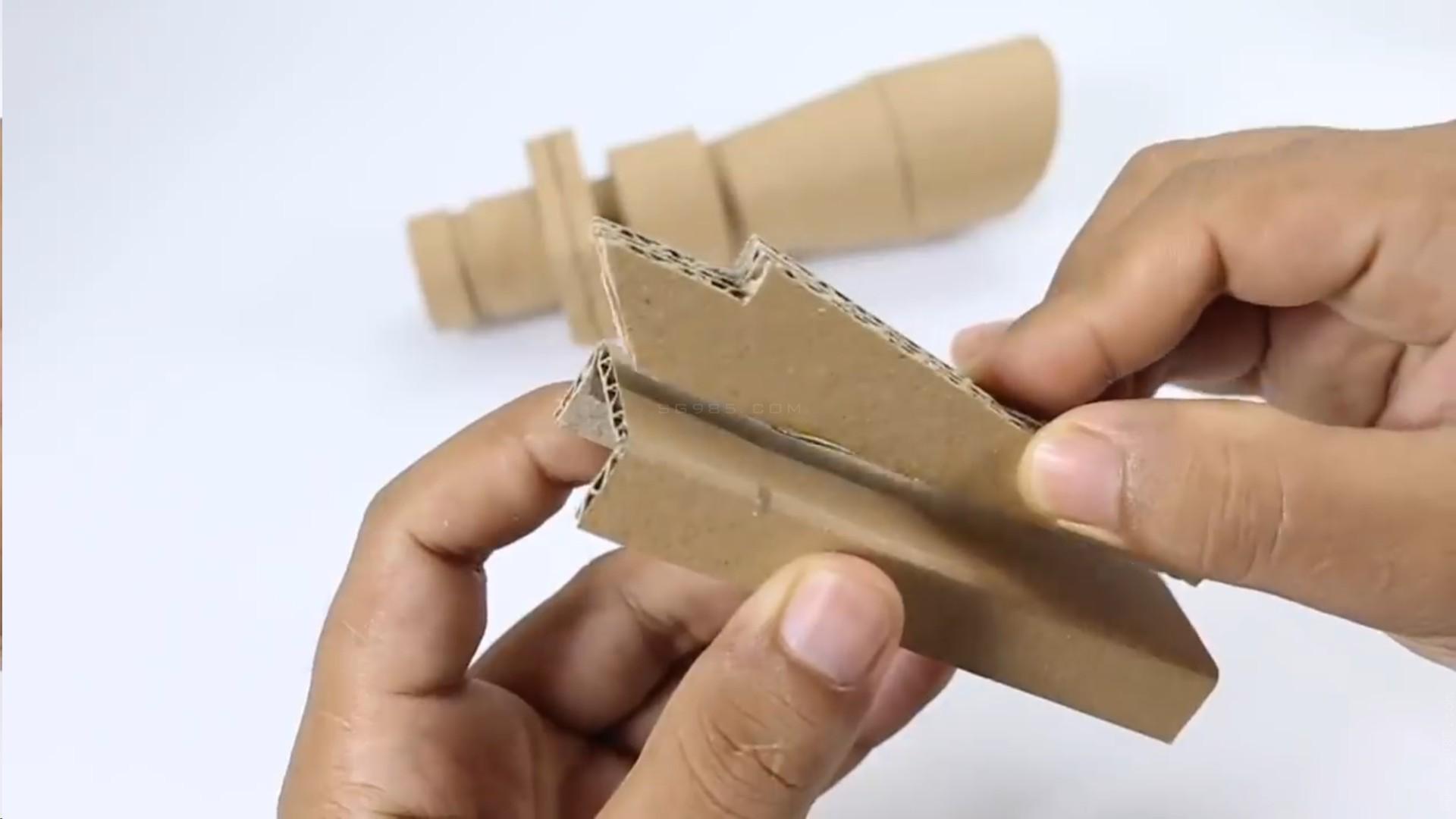 瓦楞纸枪械/纸模枪图纸wgog910如何用纸板制作一把连发纸板枪AK47+制作图纸下载