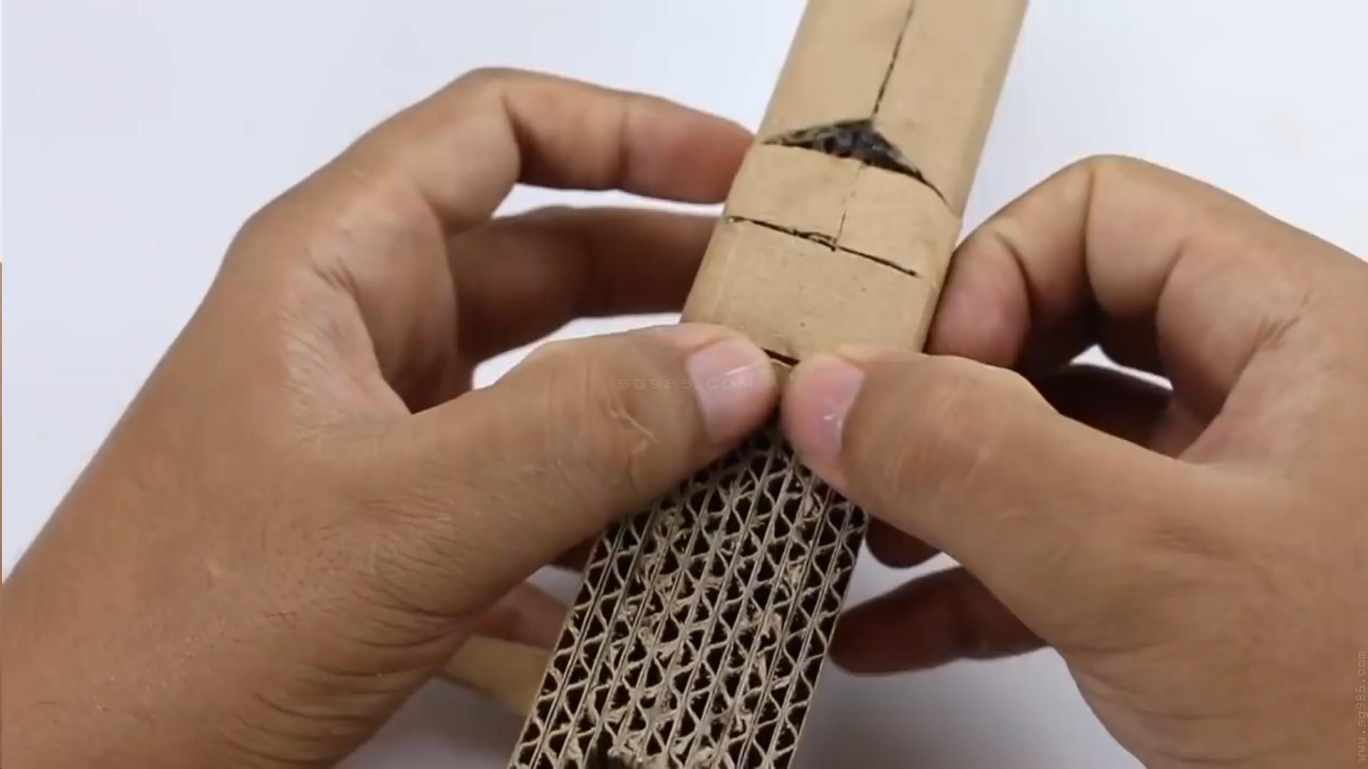 瓦楞纸枪械/纸模枪图纸wgog910如何用纸板制作一把连发纸板枪AK47+制作图纸下载