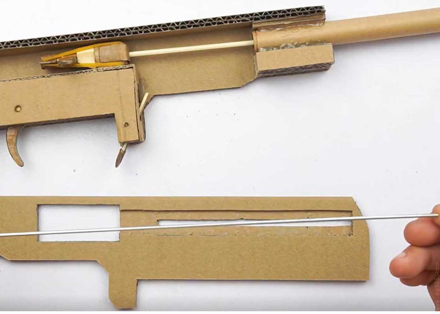 纸板手工枪/纸板枪设计图/纸板手枪图纸/纸用纸板制作一把狙击玩具步枪型号wg949+制作图纸下载