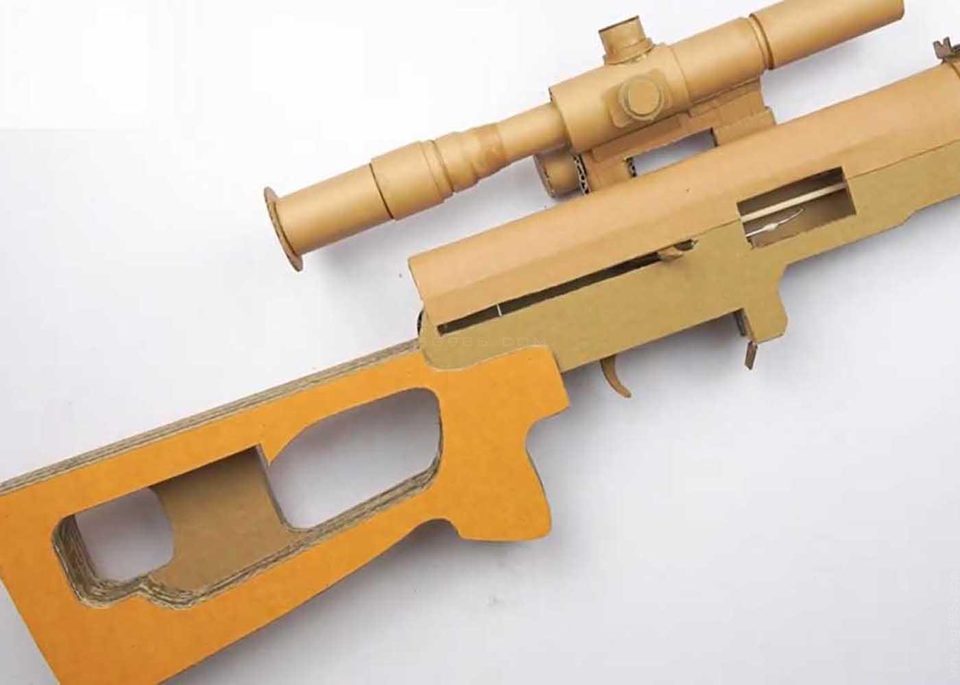 纸板手工枪/纸板枪设计图/纸板手枪图纸/纸用纸板制作一把狙击玩具步枪型号wg949+制作图纸下载