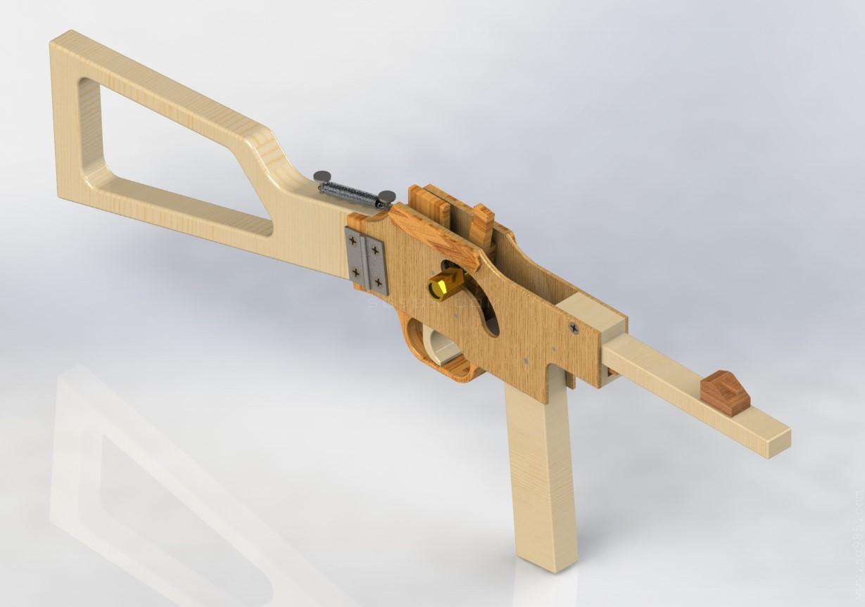 木头皮筋枪/连发橡皮筋枪制作教程WGOG1012用木板制作一把可连发的橡皮筋玩具枪+结构图纸