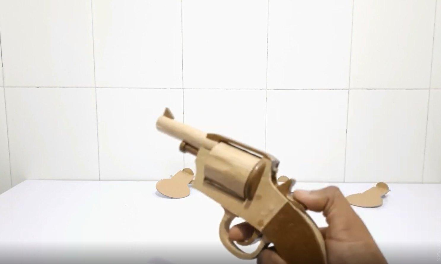 纸板枪设计图/纸板枪教程可发射/纸板枪可发射wgog953用纸板制作一把纸板左轮手枪可以发射+制作图纸