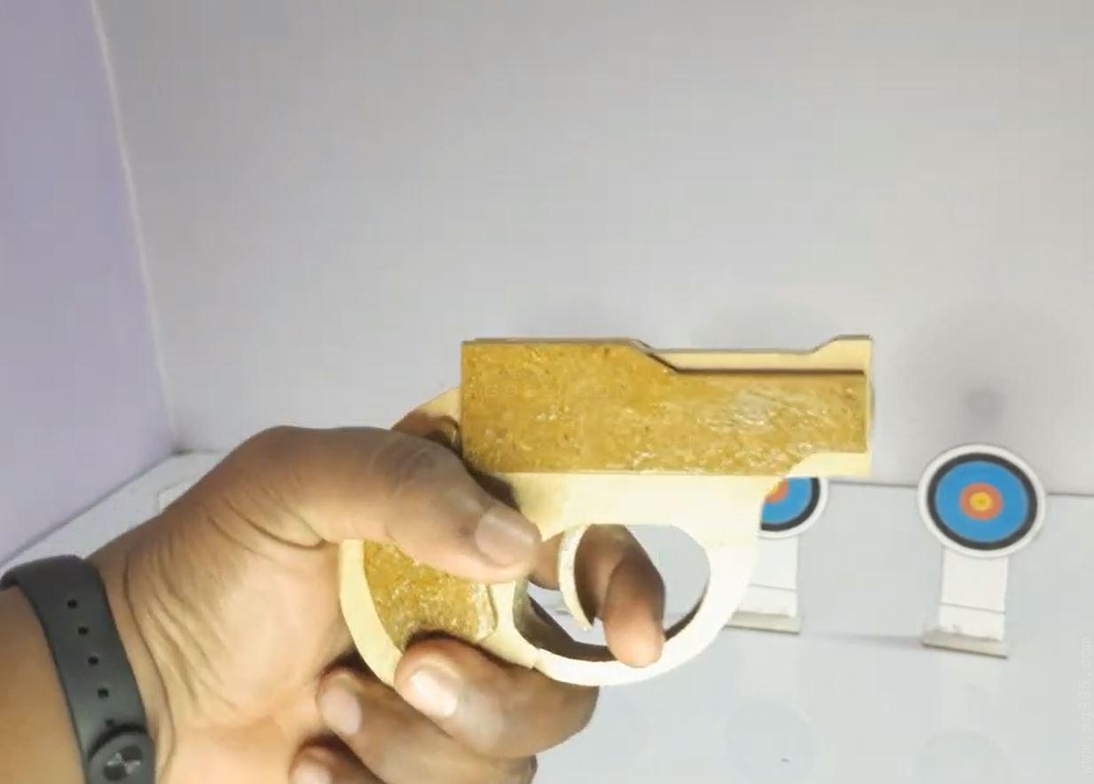 纸模枪图纸/纸板手枪图纸/纸板模型图纸wgog954纸板制作一把纸板玩具枪+图纸下载