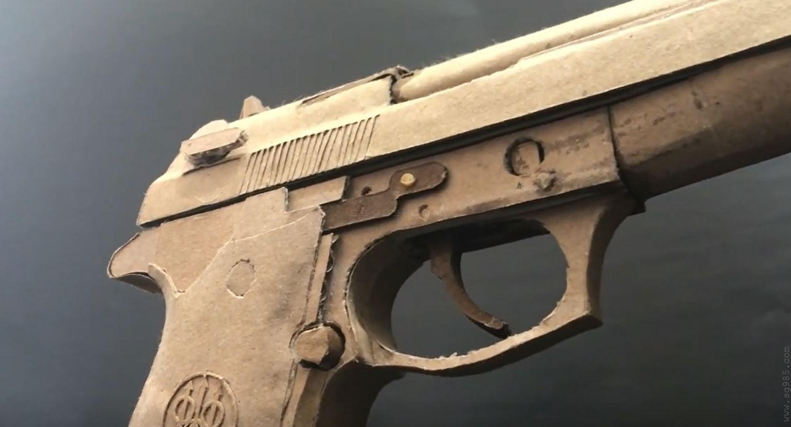 纸模枪图纸/纸板枪的做法教程/纸板枪尺寸比例wgog955纸板制作m1911纸板手枪+制作图纸