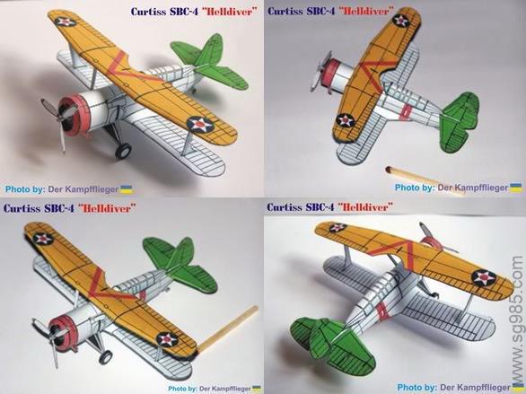 十款简单的双翼飞机纸模图纸下载