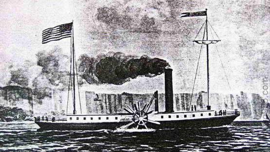 佳能舷侧明轮明轮蒸汽船