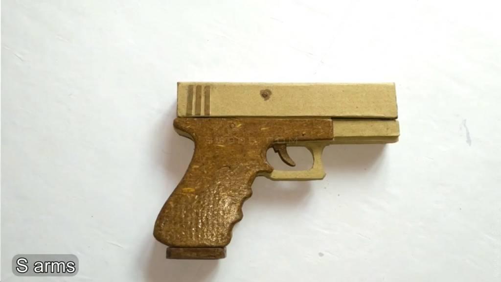 瓦楞纸枪图纸下载/手工纸板枪可发射wgog915用纸板制作纸板玩具枪+制作图纸