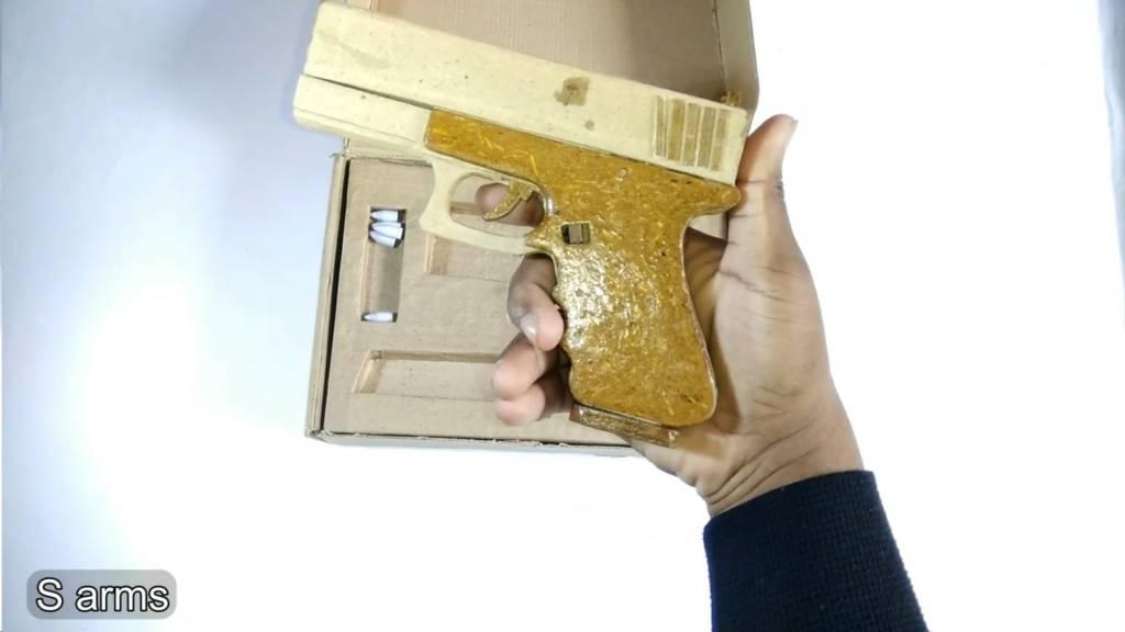 瓦楞纸枪图纸下载/手工纸板枪可发射wgog915用纸板制作纸板玩具枪+制作图纸