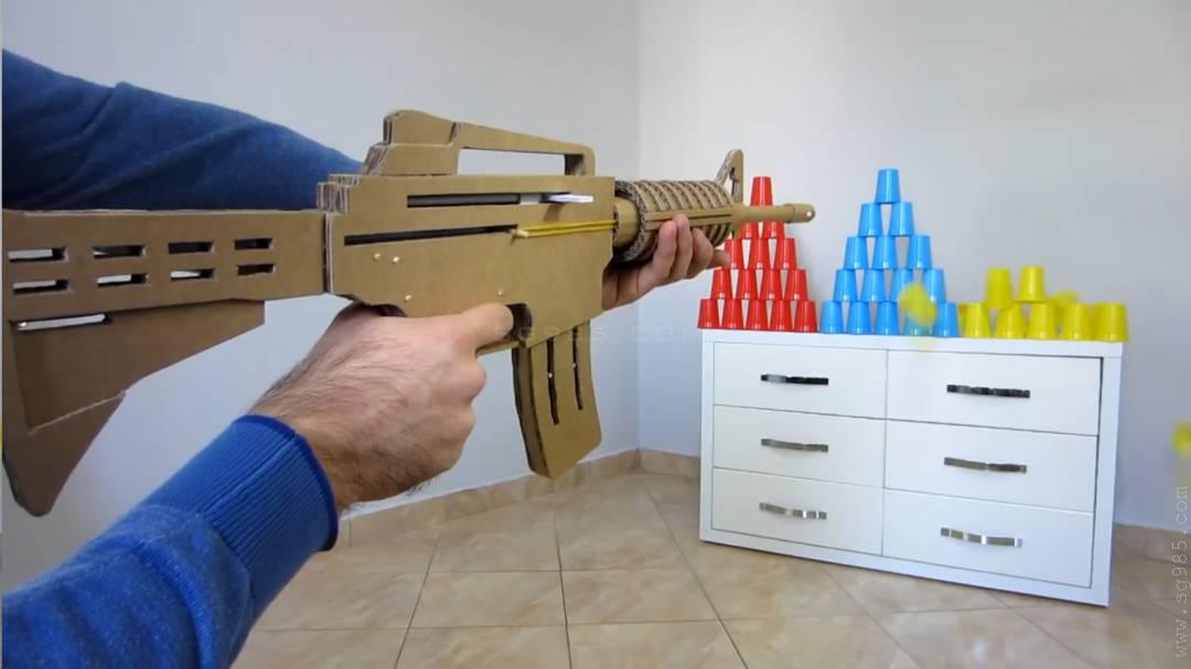 纸板玩具枪/用纸做一把枪/用纸板做枪wgog935用纸板制作可发射的纸板枪+制作图纸下载