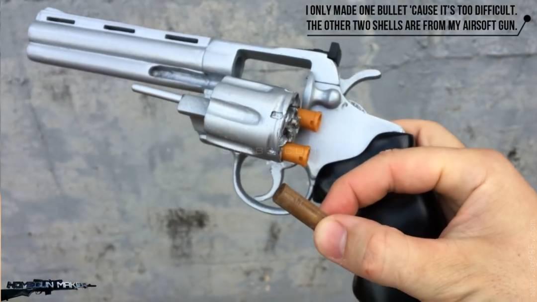 可以连发子弹的纸枪/纸板手工枪可发射子弹wgog929纸板制作纸板连发左轮纸板玩具枪+制作图纸下载