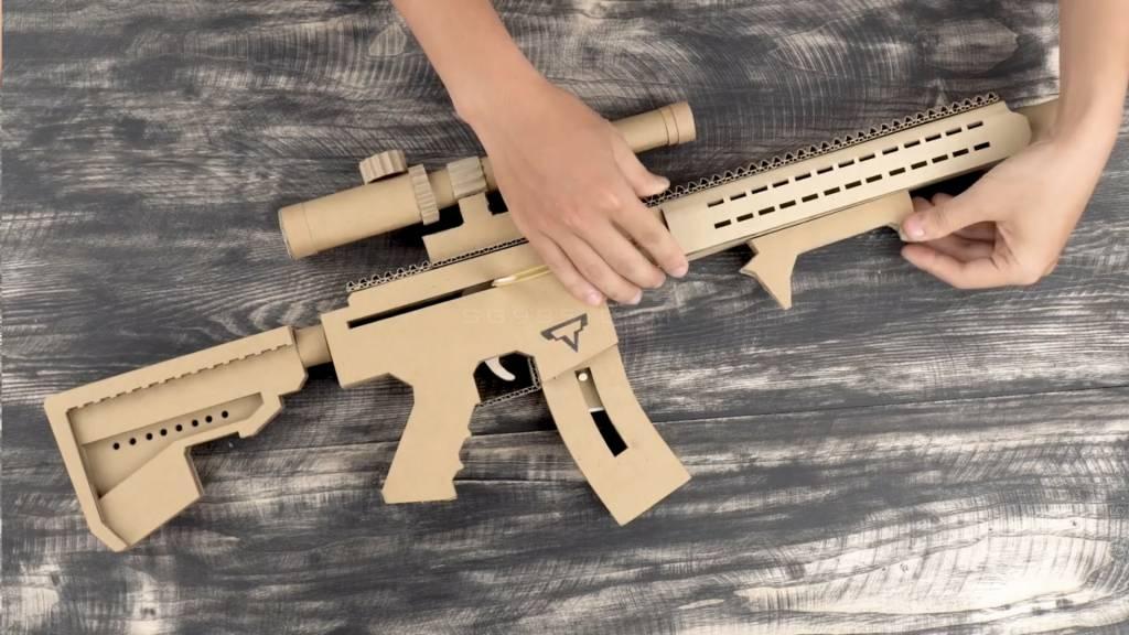 瓦楞纸枪怎么做能发射子弹wgog914如何纸板制造可以射击塔兰战术AR-15的纸板枪+制作图纸下载