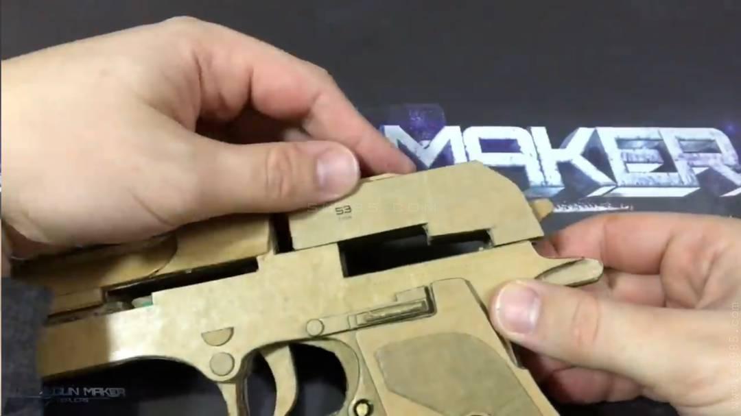 DIY纸板枪/DIY 纸枪/纸板枪怎么做用纸板制作及其精致的自动手枪wgog924+精致制作图纸下载