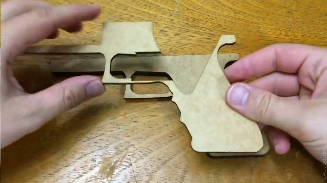 木板枪图纸/激光切割做一把玩具木板枪wgog921激光切割密度板diy木板玩具枪+制作图纸下载