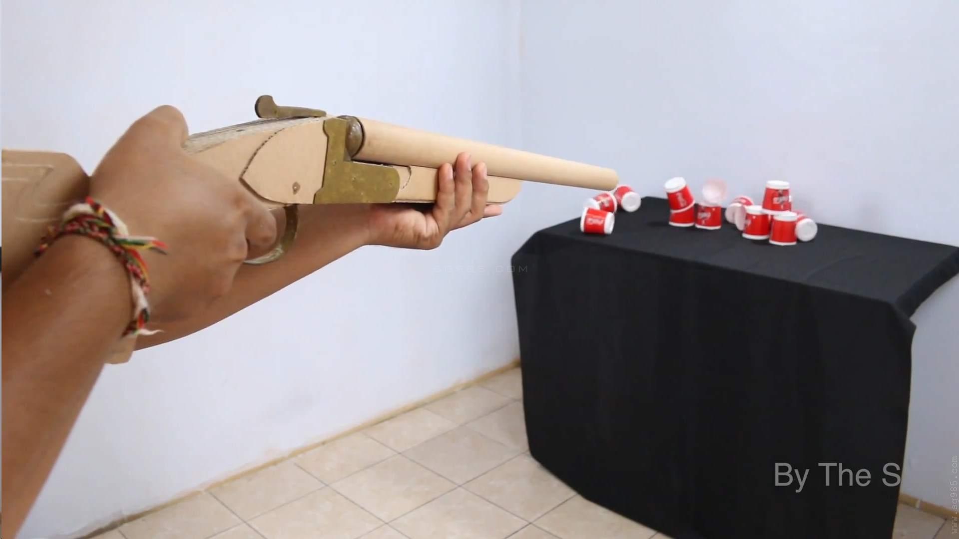 瓦楞纸板枪图纸/纸板枪图纸图片wgog906用纸板制作双筒猎枪可自动退堂+制作图纸下载