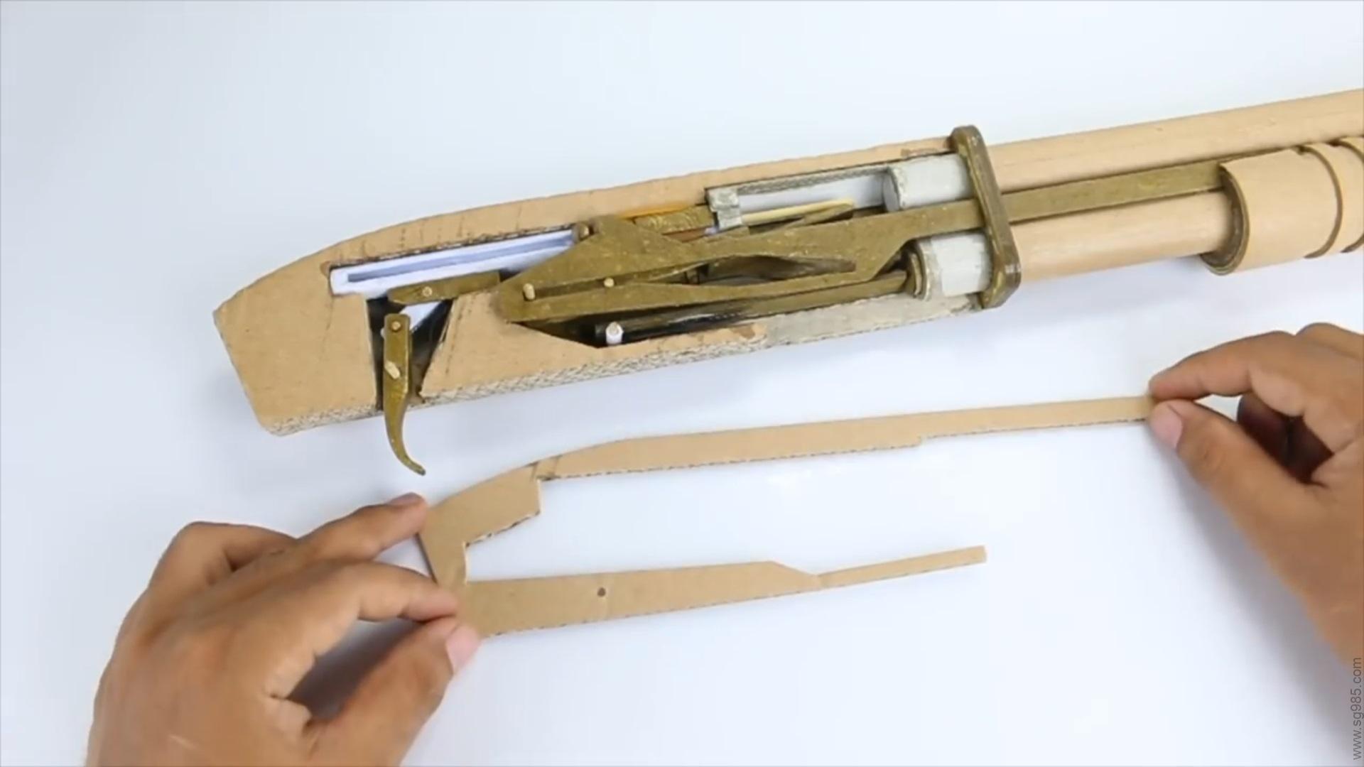 纸板枪图纸/纸板枪可发射WGOG902用之变制作纸板玩具枪+图纸下载