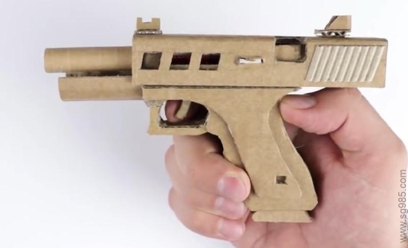 纸板玩具枪如何用纸板制作一把小巧小格洛克19纸板玩具枪 - DIY纸板+制作图纸