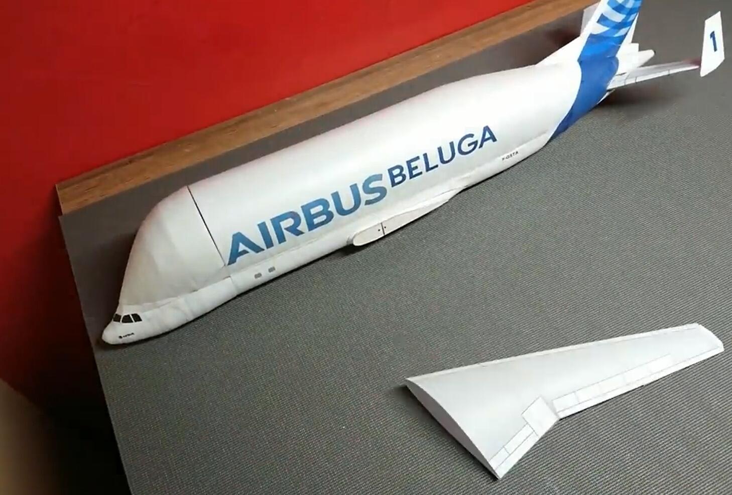 纸工艺品白鲸空中巴士A300纸工艺品纸模型-纸模飞机a300图纸下载