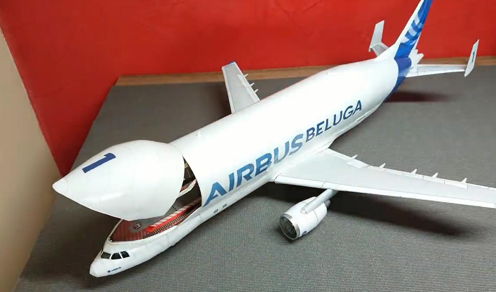 纸工艺品白鲸空中巴士A300纸工艺品纸模型-纸模飞机a300图纸下载