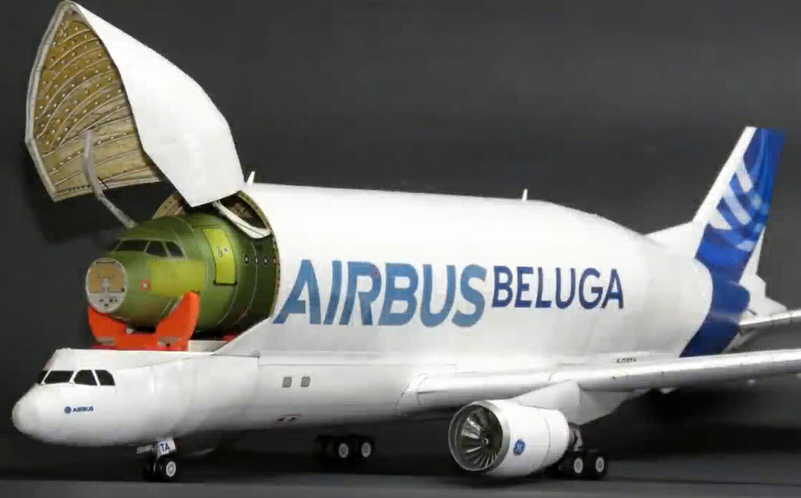 纸工艺品白鲸空中巴士A300纸工艺品纸模型-纸模飞机a300图纸下载