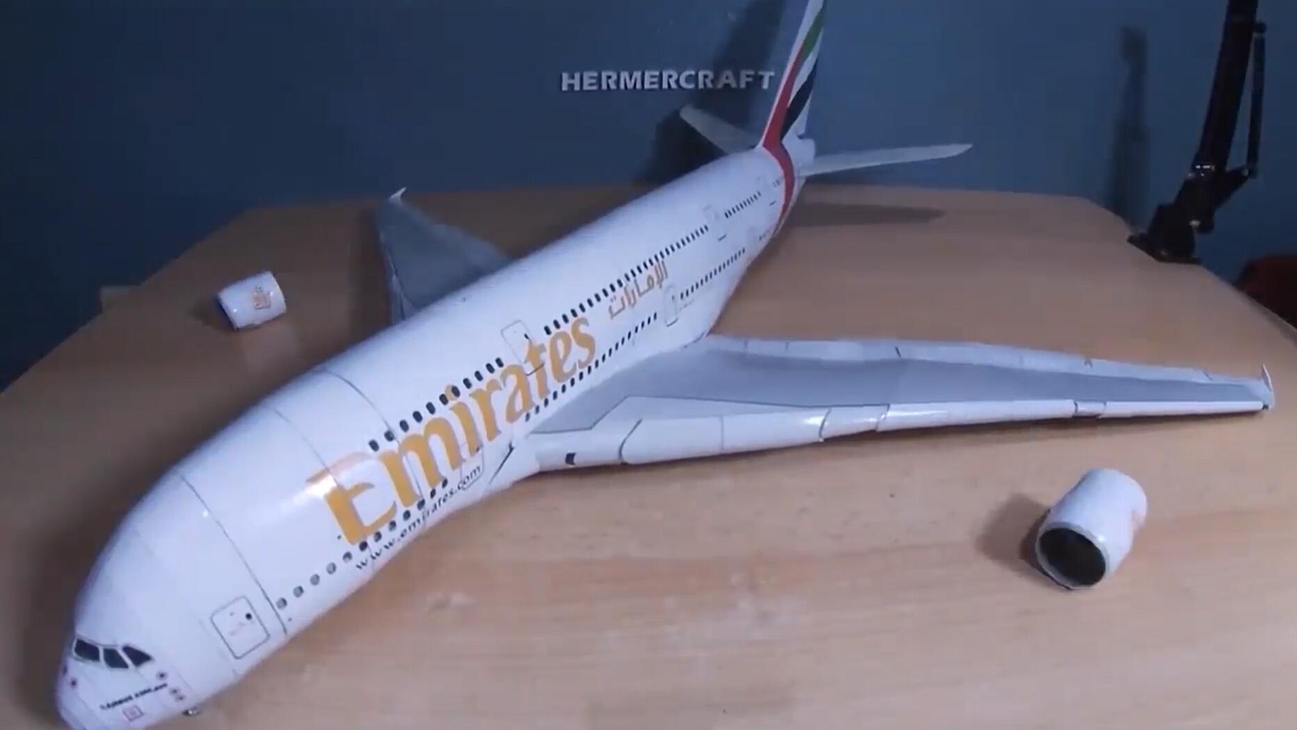 手工制作A380-800纸模飞机工艺品+制作图纸下载