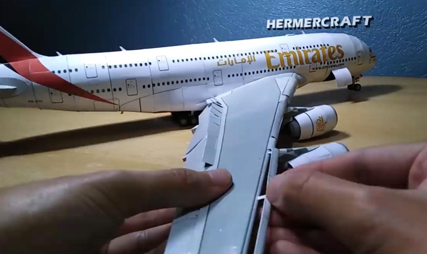 手工制作A380-800纸模飞机工艺品+制作图纸下载