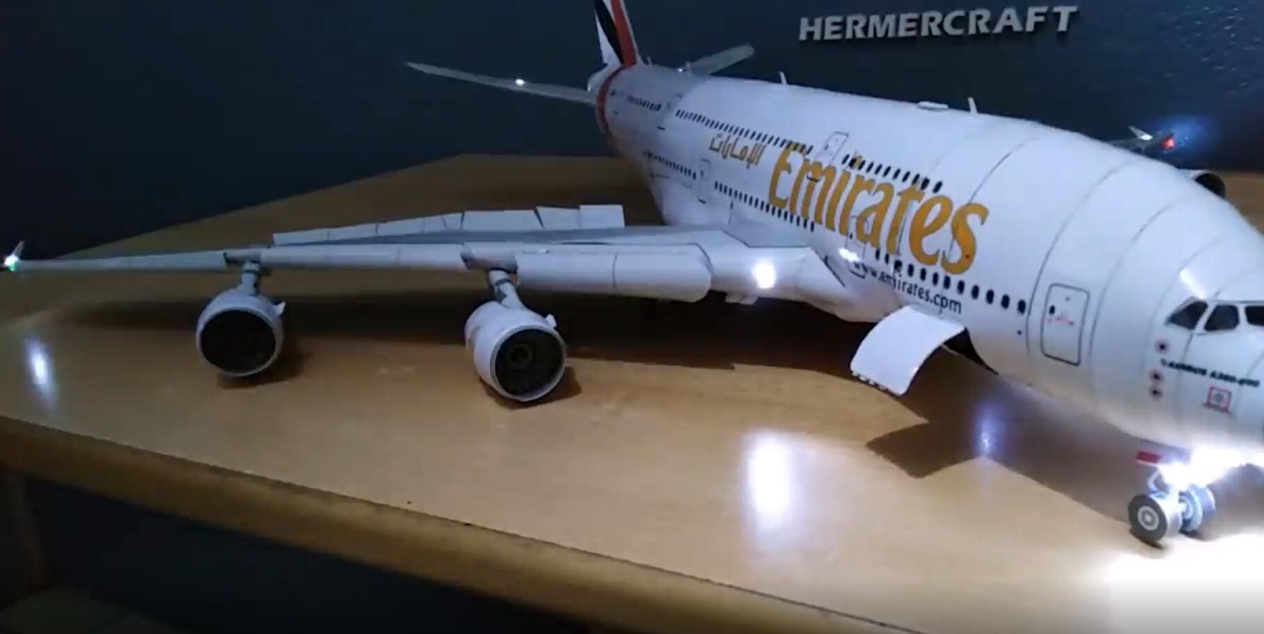 手工制作A380-800纸模飞机工艺品+制作图纸下载