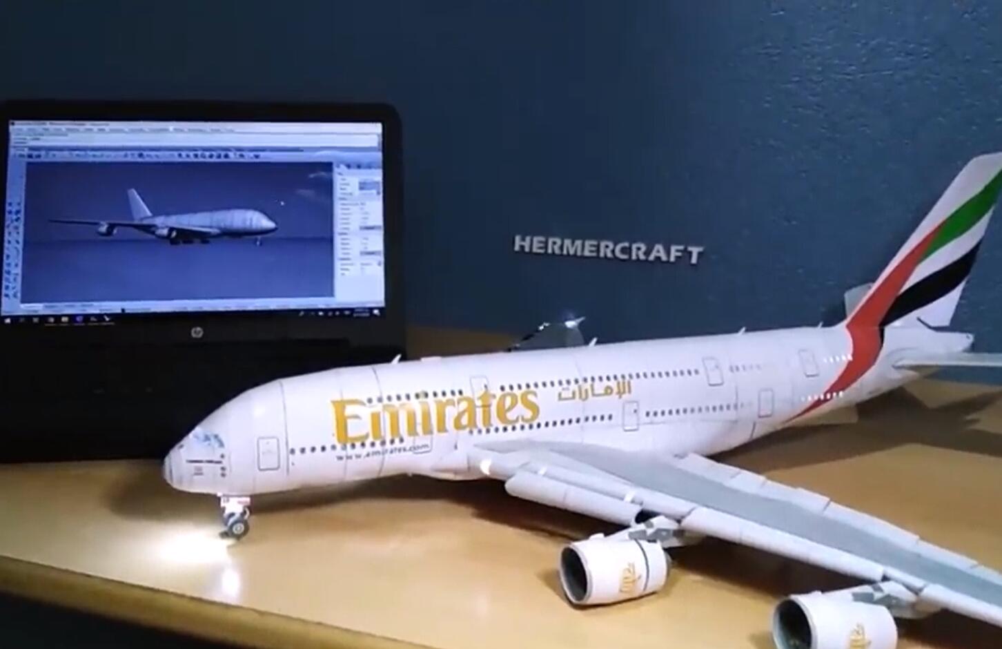 手工制作A380-800纸模飞机工艺品+制作图纸下载