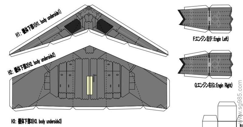 飞机纸板图纸B-2轰炸机