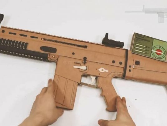 瓦楞纸枪图纸设计/瓦楞纸枪制作wgog912纸板制作高精度组装枪+图纸下载