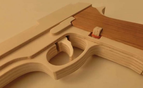 简易橡皮筋枪/纸制皮筋枪WGOG1007用木板制作一把可连发的橡皮筋玩具枪+制作图纸