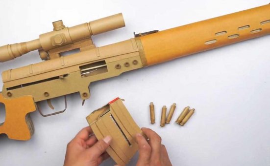 纸板手工枪/纸板枪设计图/纸板手枪图纸/纸用纸板制作一把狙击玩具步枪型号wg949+制作图纸下载