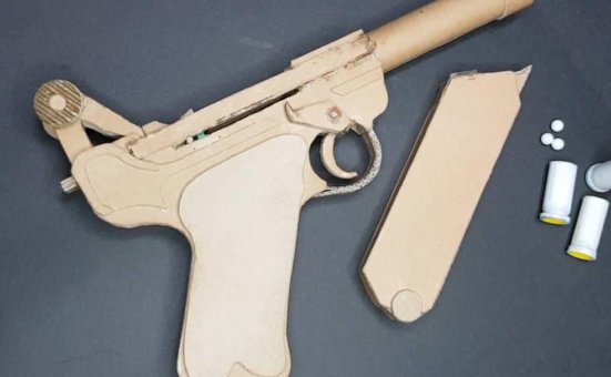 简单纸板手工枪/纸板枪简单/纸板枪教程wgog934如何用纸板制作一把弹射子弹的驳壳手枪+制作图纸下载