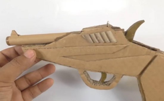 最简单的纸板手工枪/简易纸板枪wgog930用纸板制作一般简易纸板枪+图纸下载