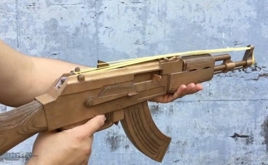 纸板AK的做法/纸板AK47怎么做?/纸板AK连发wgog943用纸板制作一把连发橡皮筋的纸板玩具枪+制作图纸