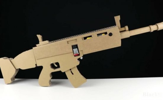 手工纸板枪可以发射子弹的/手工纸板枪可以发射的视频wgog918马达电动连发纸板枪+制作图纸下载