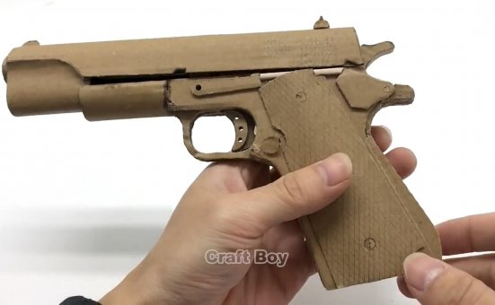 怎么用纸壳箱子做枪/怎么用废纸盒做枪wgog938用纸板制作一把m1911纸板枪可发射+制作图纸