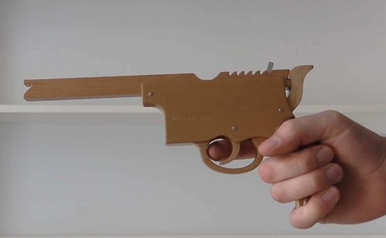 用纸做橡皮筋枪/连发橡皮筋枪如何做WGOG1011用木板制作一把可连发的橡皮筋玩具枪+图纸下载