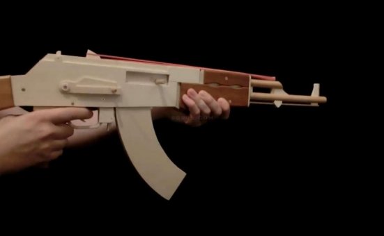 手工橡皮筋枪/连发橡皮筋枪怎么做WGOG1009用木板制作一把可连发的橡皮筋ak47玩具枪+结构图纸
