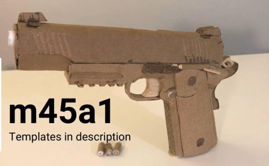 纸板手枪图纸/怎么用纸板做枪/用纸做枪的步骤纸板枪手工制作m45a1+制作图纸下载wgog946/瓦楞纸纸板枪手工制作过程