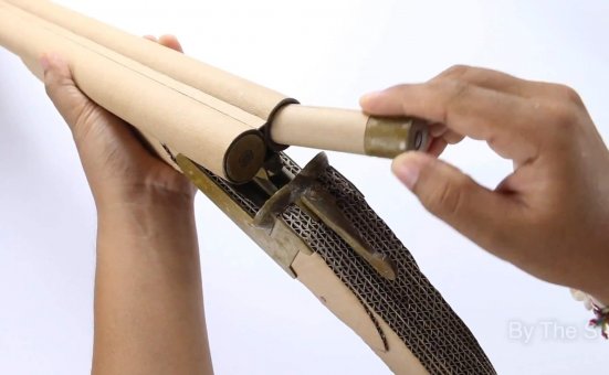 瓦楞纸板枪图纸/纸板枪图纸图片wgog906用纸板制作双筒猎枪可自动退堂+制作图纸下载