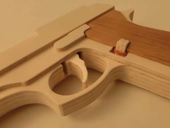 简易橡皮筋枪/纸制皮筋枪WGOG1007用木板制作一把可连发的橡皮筋玩具枪+制作图纸