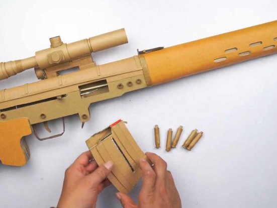 纸板手工枪/纸板枪设计图/纸板手枪图纸/纸用纸板制作一把狙击玩具步枪型号wg949+制作图纸下载