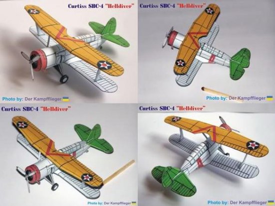 十款简单的双翼飞机纸模图纸下载