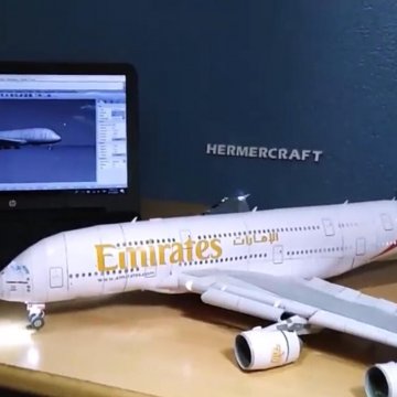 手工制作A380-800纸模飞机工艺品+制作图纸下载